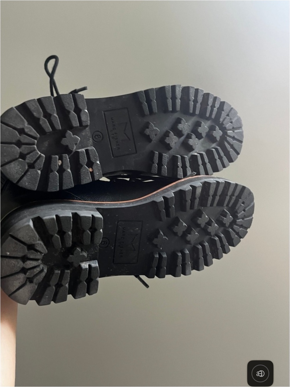 Marc Fisher Black Leather Shearling Combat Hiker Boots 6 Gorpcore Nordic Cabin - Picture 6 of 9